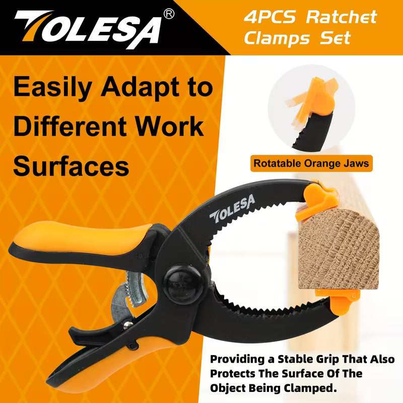 Ratcheting Clamp] TOLESA 4pcs 5-Inch Ratcheting Manual Clamp Set